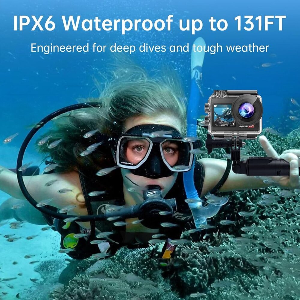 Action Camera 4K 60FPS with Touch Screen 20MP Waterproof Camera Underwater NEW - Picture 5 of 11